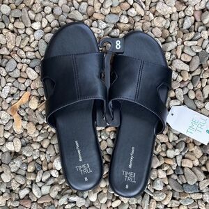 WOMEN’S Black Core H Band Memory Foam Sandals Shoes Size 8